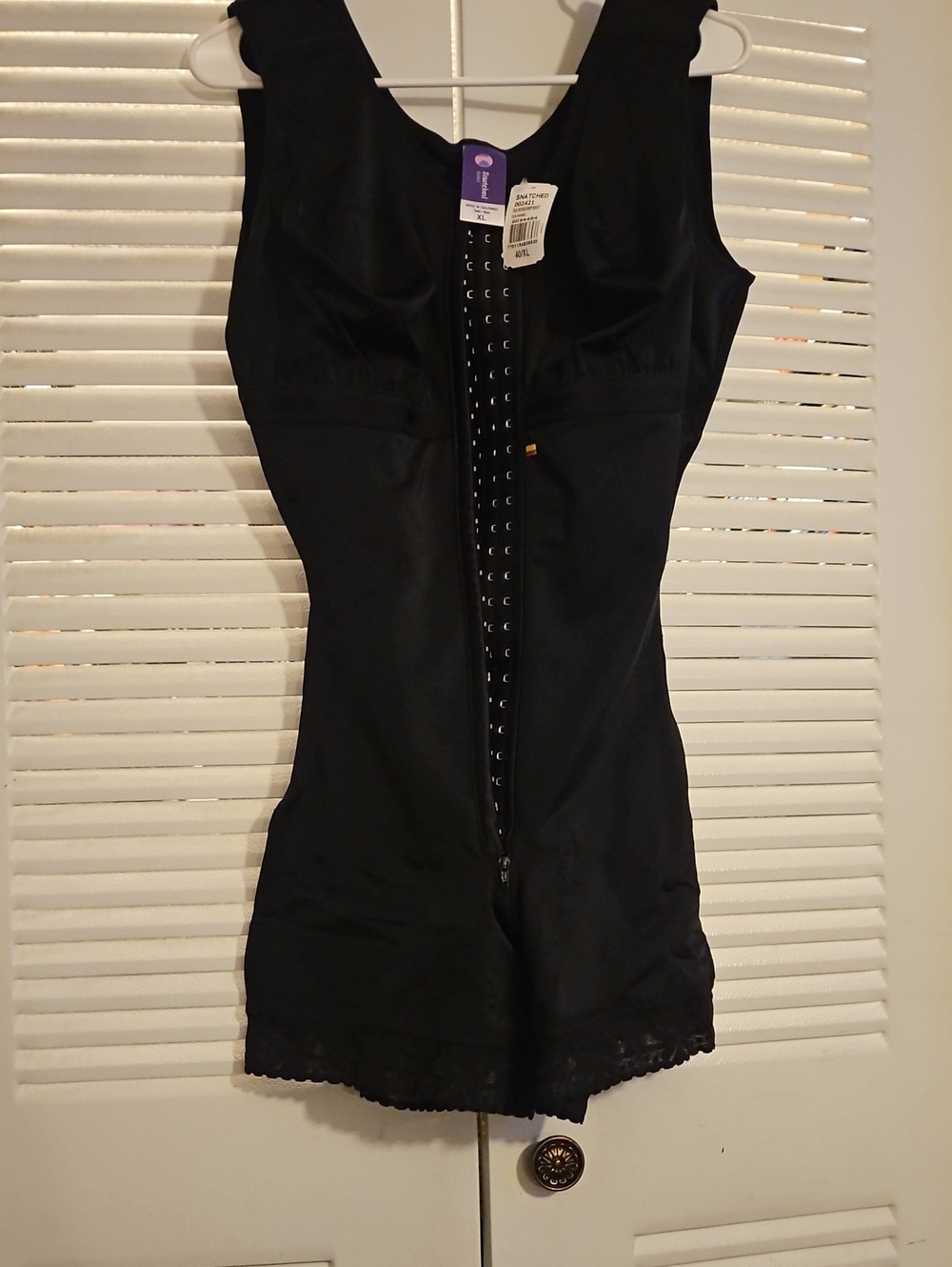 Women's Black Full-Body Shapewear Romper with Front Hooks